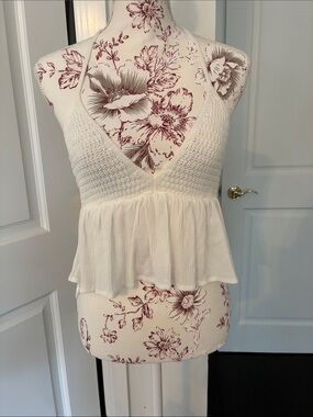 Garage Cream Knit Peplum Cami
